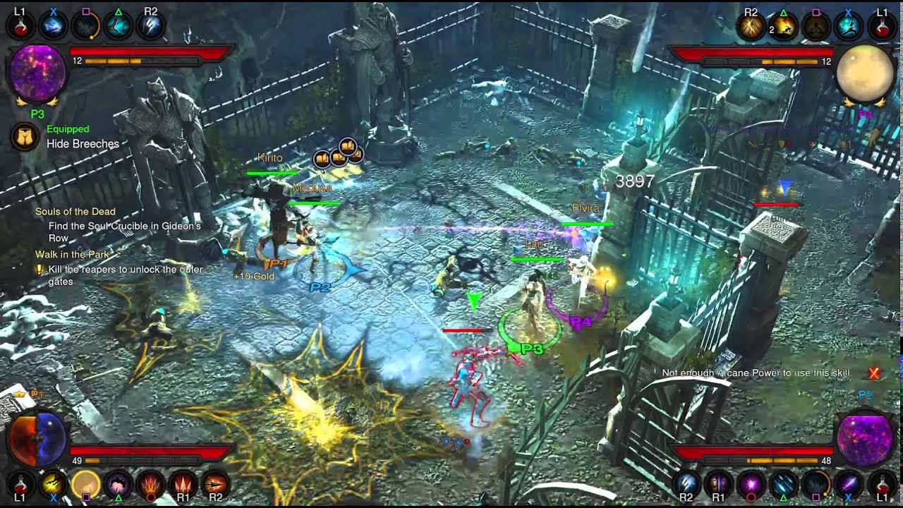 Diablo III (PS4) -- Local 4 Player Co-Op Session with Friends 12/16/15  (Part 1/2) - YouTube
