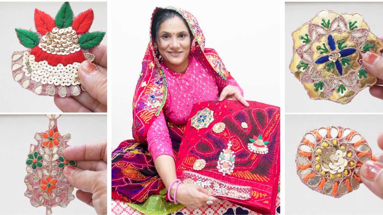 गोटा पट्टी हैंडवर्क बेल-बूटी डिज़ाइन || handwork gota patti bel buti design - 9461544878