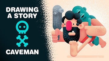 Drawing a STORY, How To Draw a CAVEMAN, Adobe Illustrator CC Tutorial