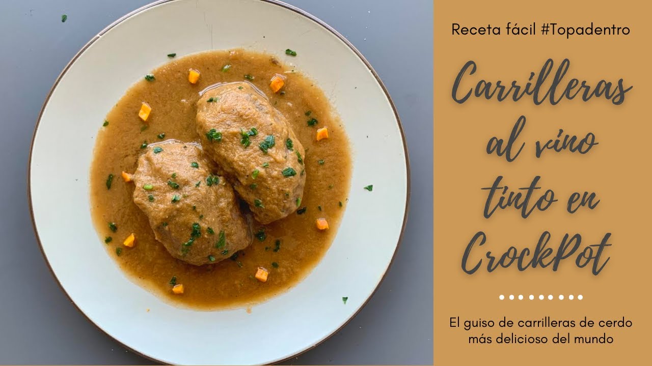 CARRILLERAS de CERDO AL VINO TINTO🍷 en OLLA LENTA ¡Tiernas y Deliciosas!🤤