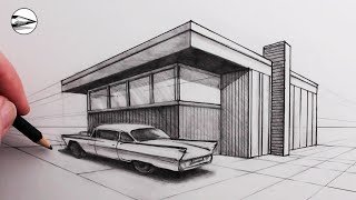 How to Draw a House using Two-Point Perspective: Pencil Drawing Tutorial