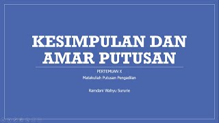Kesimpulan dan Amar Matkul Putusan Pengadilan