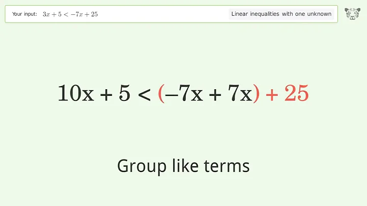 Solving Linear Inequalities: 3x+5 is Smaller Than -7x+25
