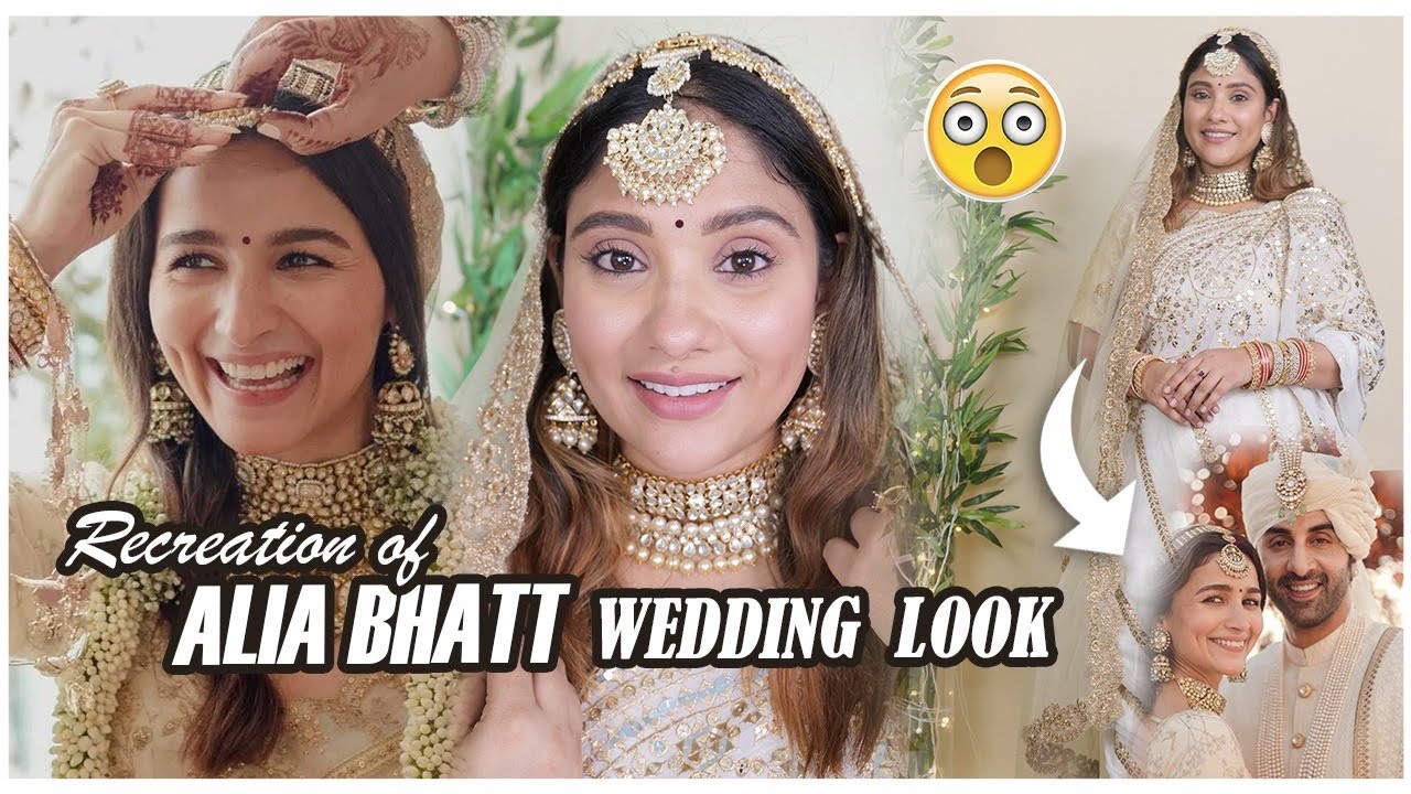 Alia bhatt Wedding day look Recreation || ivory bridal makeupðŸ§¡ - YouTube