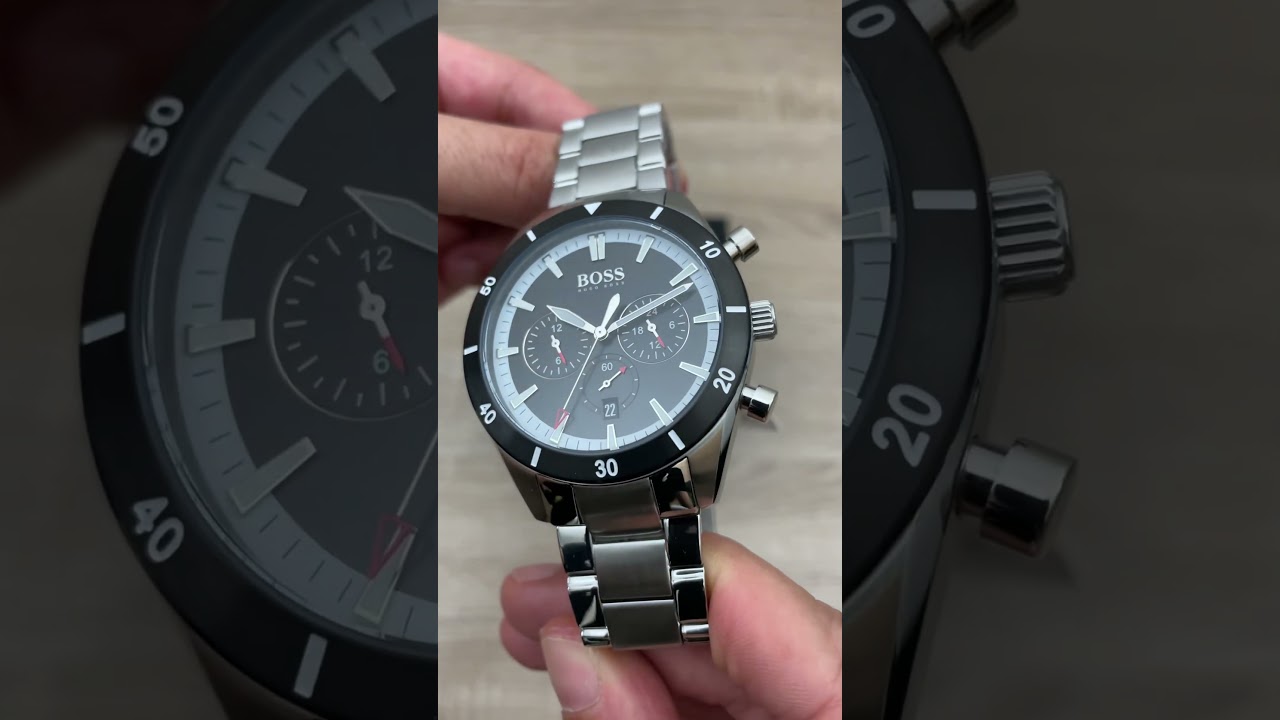 BOSS Orologio Uomo 1513862 | Quarzo Multifunzione | Quadrante Nero Raggiera | Cinturino Acciaio | 44 Mm | Impermeabile 5 ATM