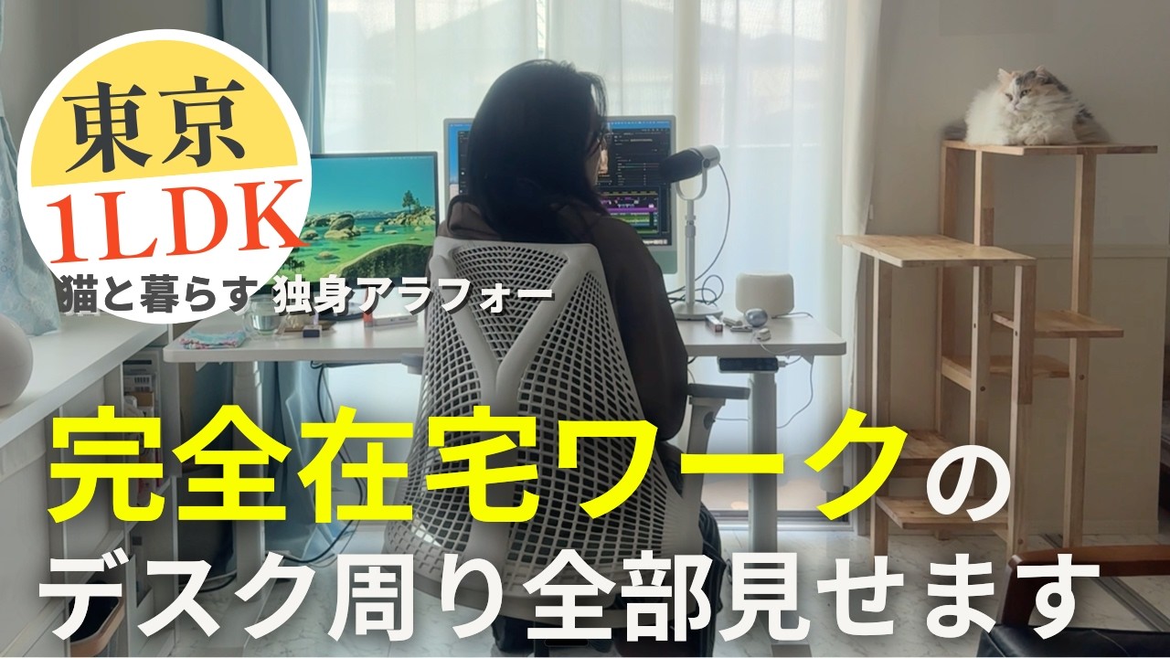 【東京1LDK】完全在宅ワークのデスク周り全部見せます｜猫と暮らすひとり暮らしアラフォー
