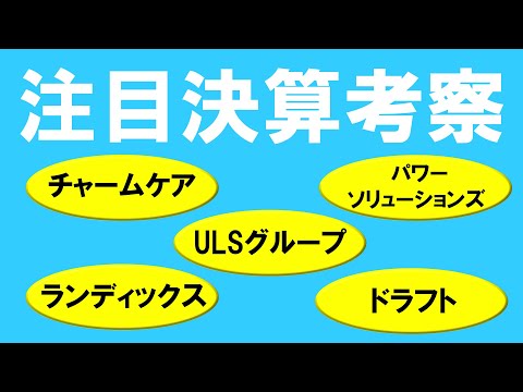 １１月の決算考察【ランディクス・ULSグループ・パワーソリューションズ・チャームケア・ドラフト】