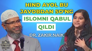 DR ZAKIR NAIK | HIND AYOL BU JAVOBDAN SO'NG ISLOMNI QABUL QILDI. o'zbek tilida tarjima