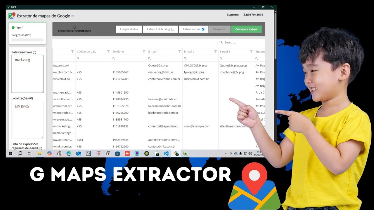 O melhor Extrator de telefone e e-mail da internet Google Maps Extractor 