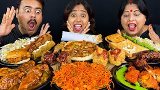 Spicy Noodles, Chilli Momo, Tandoori Chicken, Eggroll, Burger, Sandwich Street Food Eating Challenge