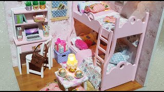 DIY Miniature dollhouse "Mood for Love" - Cute pink room for tiny BJD