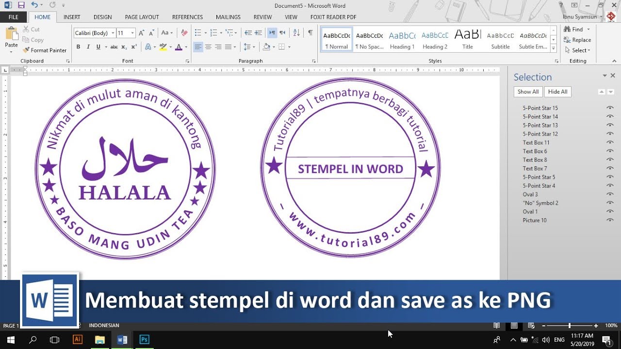 Mudahnya Membuat Stempel Di Word Dan Save As Ke Png Tutorial Youtube