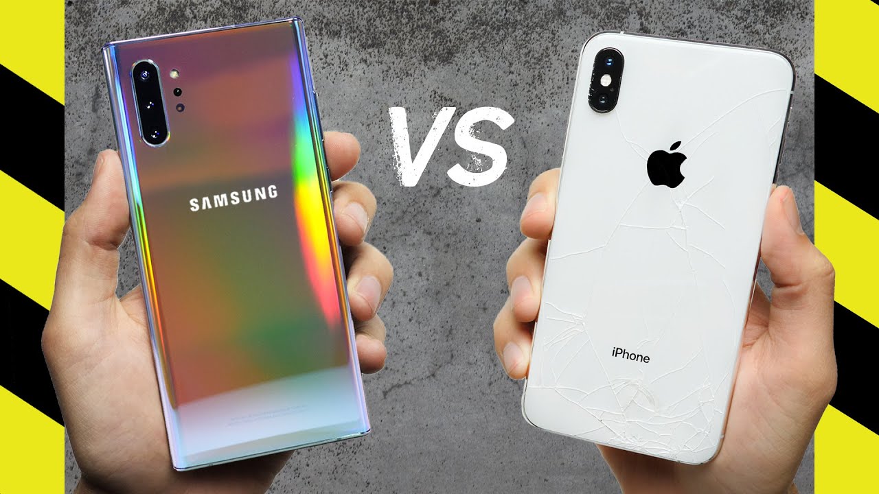 Galaxy Note 10 Vs Iphone Xs Max Drop Test Youtube