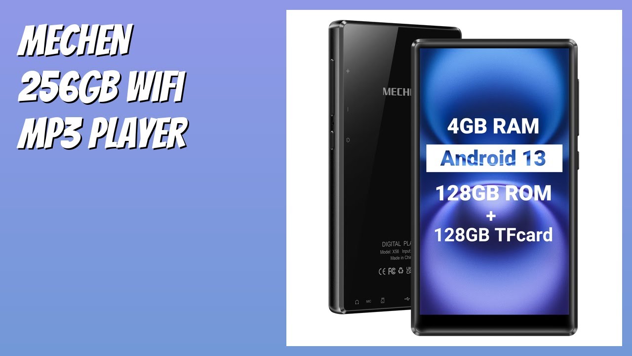 MECHEN Lecteur MP3 WiFi 256 Go avec Bluetooth, Android 13 et Wi-Fi Streaming, écran IPS 1080P de 5 pouces, audio préinstallé, Music, Spotify, Play Store MECHEN Lecteur MP3 WiFi 256 Go avec Bluetooth, Android 13 et Wi-Fi Streaming, écran IPS 1080P de 5 pouces, audio préinstallé, Music, Spotify, Play Store