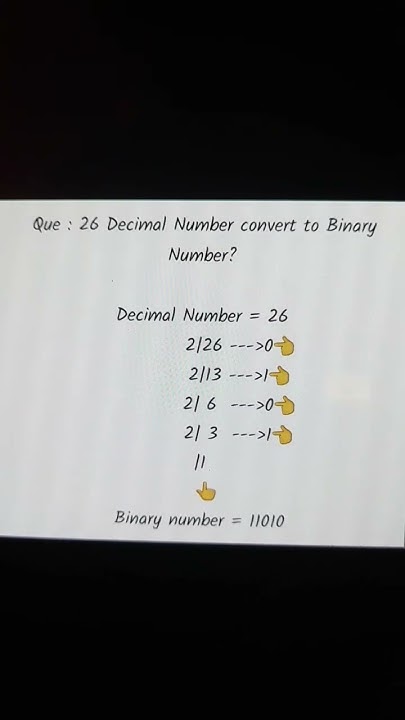 26 Decimal Number convert to Binary Number?#technical #binarynumbers ...