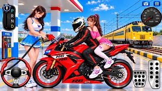 Red Bike Vs Red Bullet Train | 3D Driving Class Android Gameplay Video || kids Bike Games screenshot 3