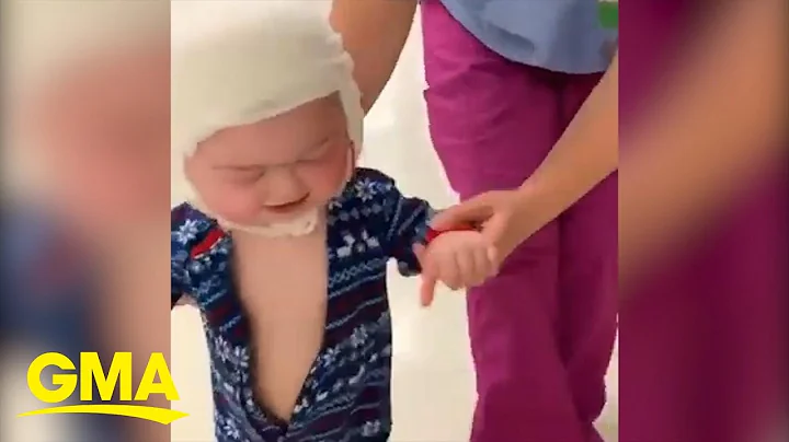 Emotional video shows toddler taking first steps s...