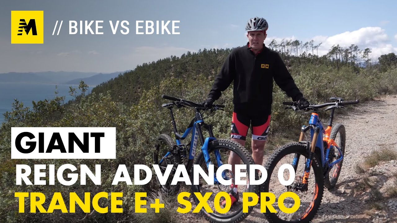 Bike VS eBike. Giant Reign Advanced 0 -VS- Trance E+ SX0 Pro [English sub.]  - YouTube