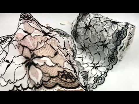 Видео: 0455 Кружево эластичное 17 см, Италия, жасмин, белый