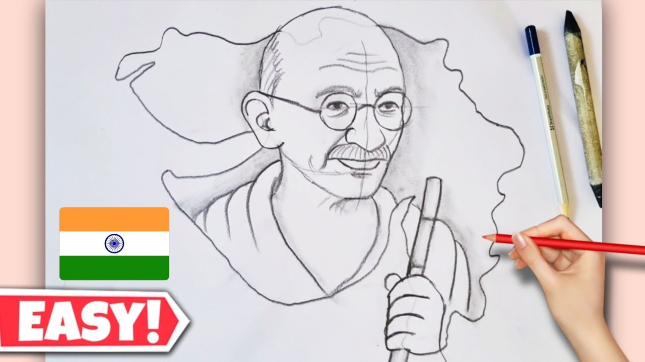 Mahatma Gandhiji drawing | Independence day drawing | Gandhi jayanti drawing | गांधीजी का चित्र