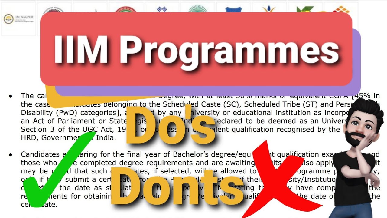 IIM Programmes to be selected in CAT form. PGP MBA eMBA ePGP AGM PHD HRM Analytics etc etc.