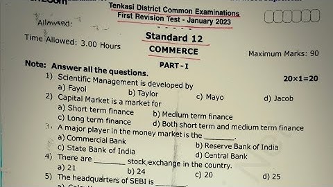 12th std commerce first revision exam question paper 2023