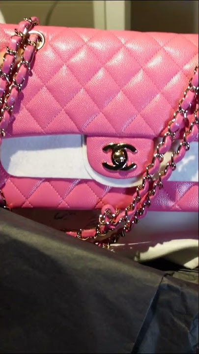 Chanel Small Chevron Classic Double Flap Bag in 19C Barbie Pink Lambskin | Dearluxe