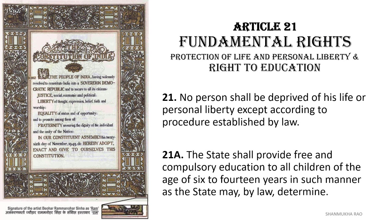  Article 21 Protection Of Life And Personal