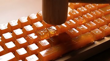 ASMR Honey Keyboard Gets Drippified by Meat Mallet = Golden Ooze Paradise 🍯🔨