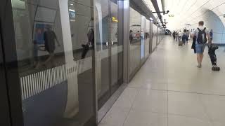 Elizabeth Line train departing from Farringdon