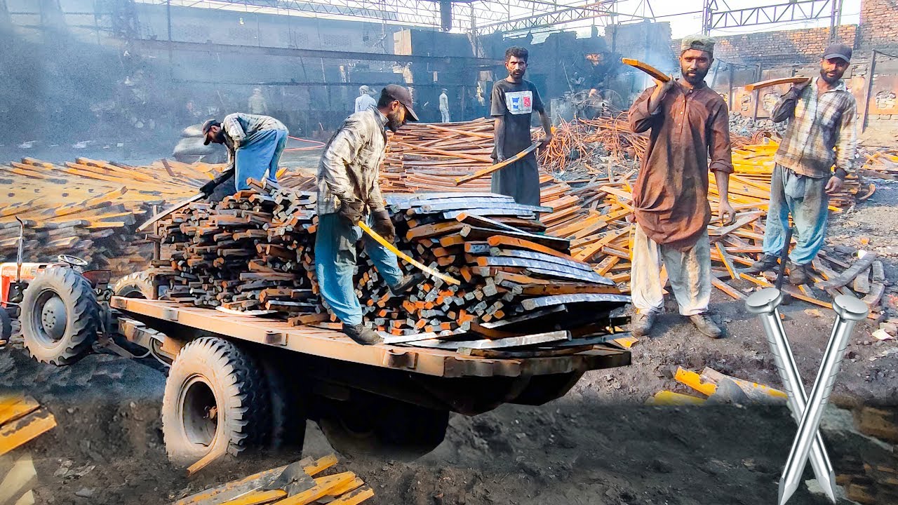 How Millions of nails are made from Recycling Ship Plates || Factory Recycling process