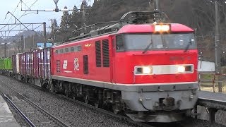 【EF510形】JR奥羽本線 鶴形駅を貨物列車通過