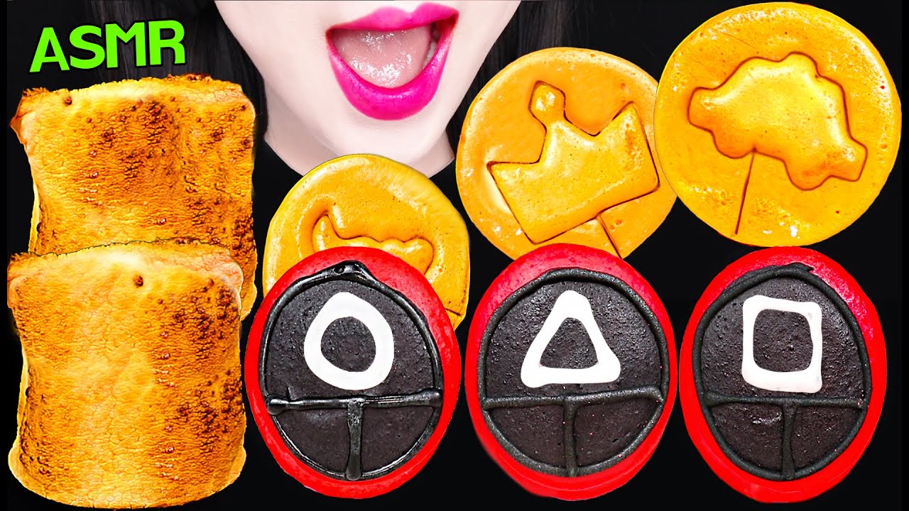 ASMR SQUID GAME CANDY DALGONA CHALLENGE 직접만든 달고나, 오징어 게임 먹방 EATING SOUNDS