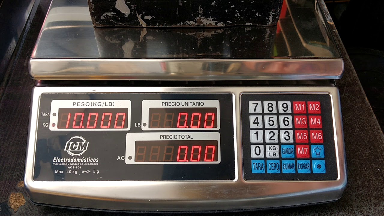 Ajuste de peso (calibración) báscula ICM modelo ACS-701 de 40 kg y