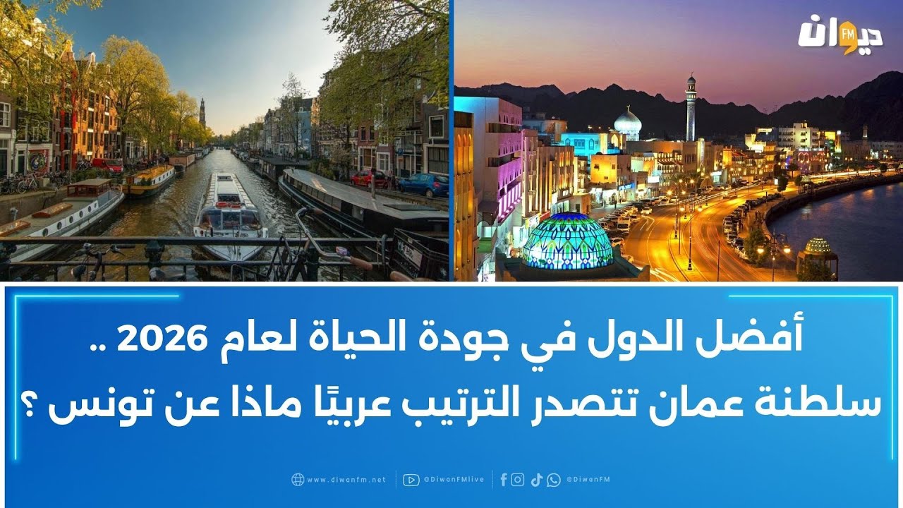 أفضل الدول في جودة الحياة لعام 2026 ..سلطنة عمان تتصدر الترتيب عربيًا ماذا عن تونس ؟