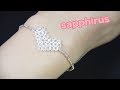 【ビーズステッチ】シンプルなハート型のブレスレット☆作り方 ライトアングルウィーブ　How to make a Heart-bracelet with swarovski crystals. RAW