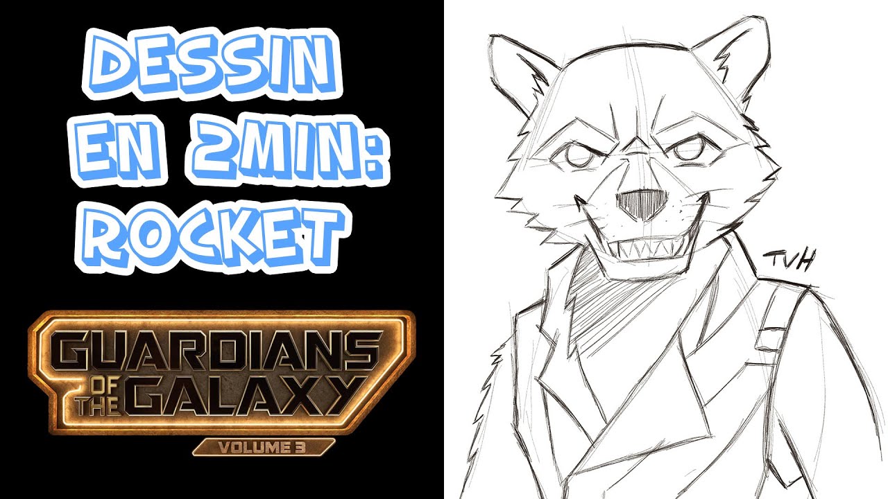 Dessin en 2 min: Rocket Raccoon - Les Gardiens De La Galaxie - YouTube