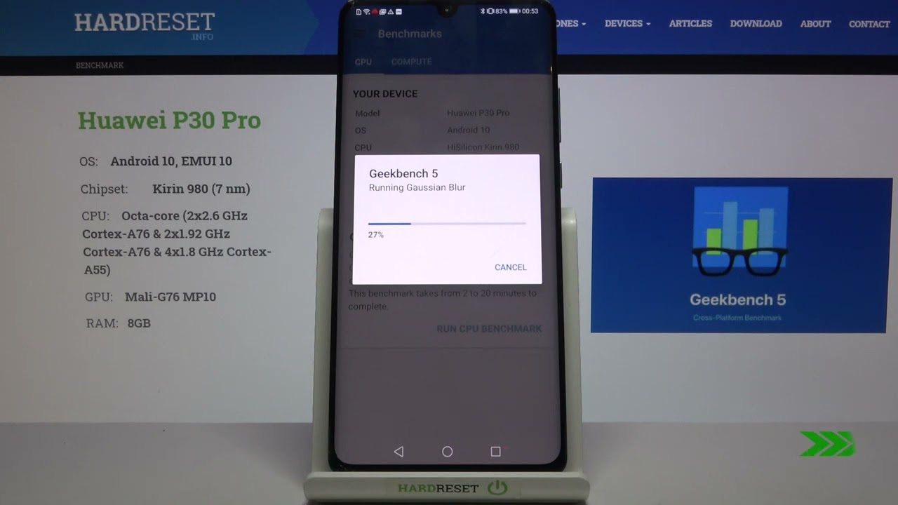 Geekbench Benchmark Huawei P30 Pro - Kirin 980 Score