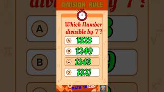 Division rule! by 7! #Algebra #MathQuiz #MathChallenge #BrainTeaser #Shorts #Mathematics #division