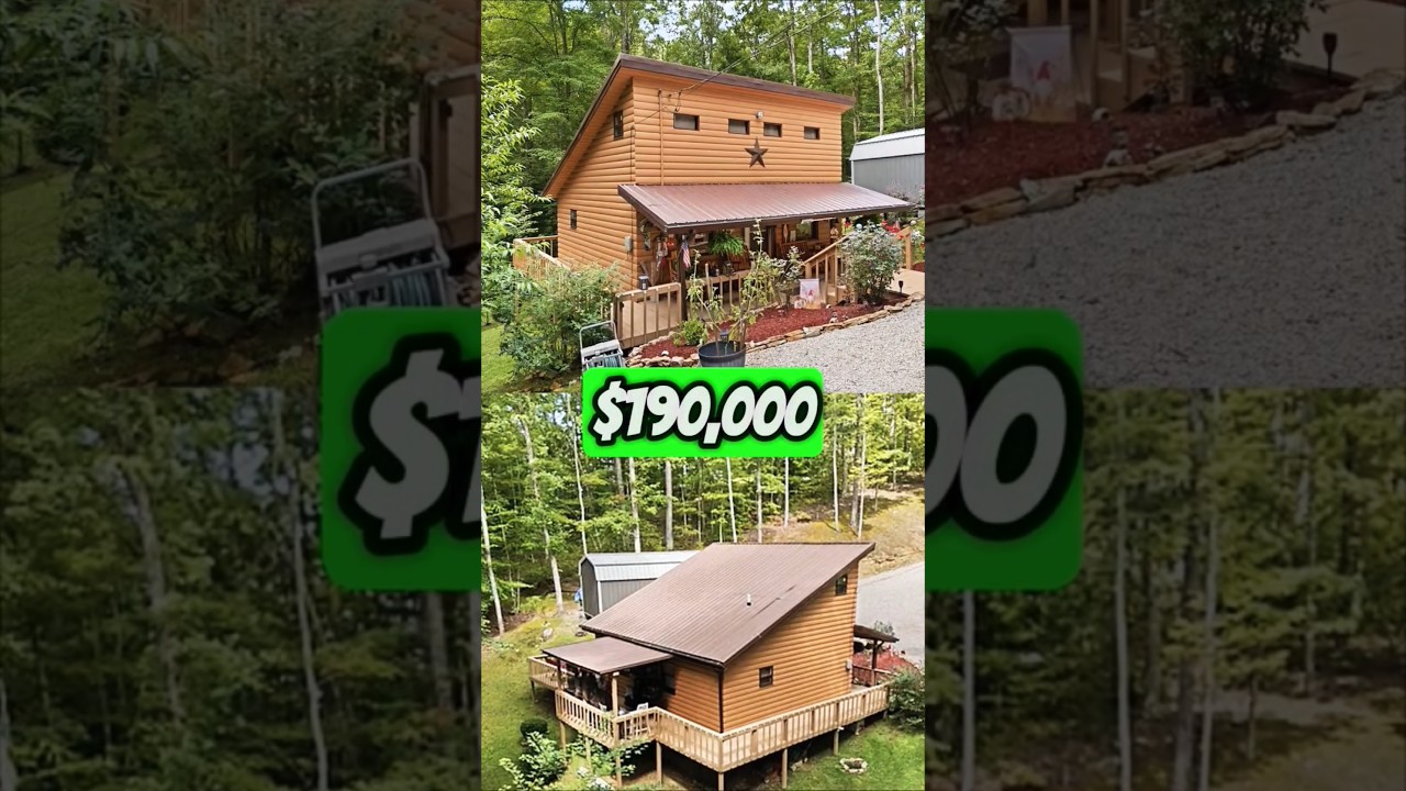 Kentucky LOG Cabin with Private Waterfalls and Daniel Boone Forest for $189K