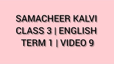 SAMACHEER KALVI  | CLASS 3 | ENGLISH | TERM 1 | VIDEO 9