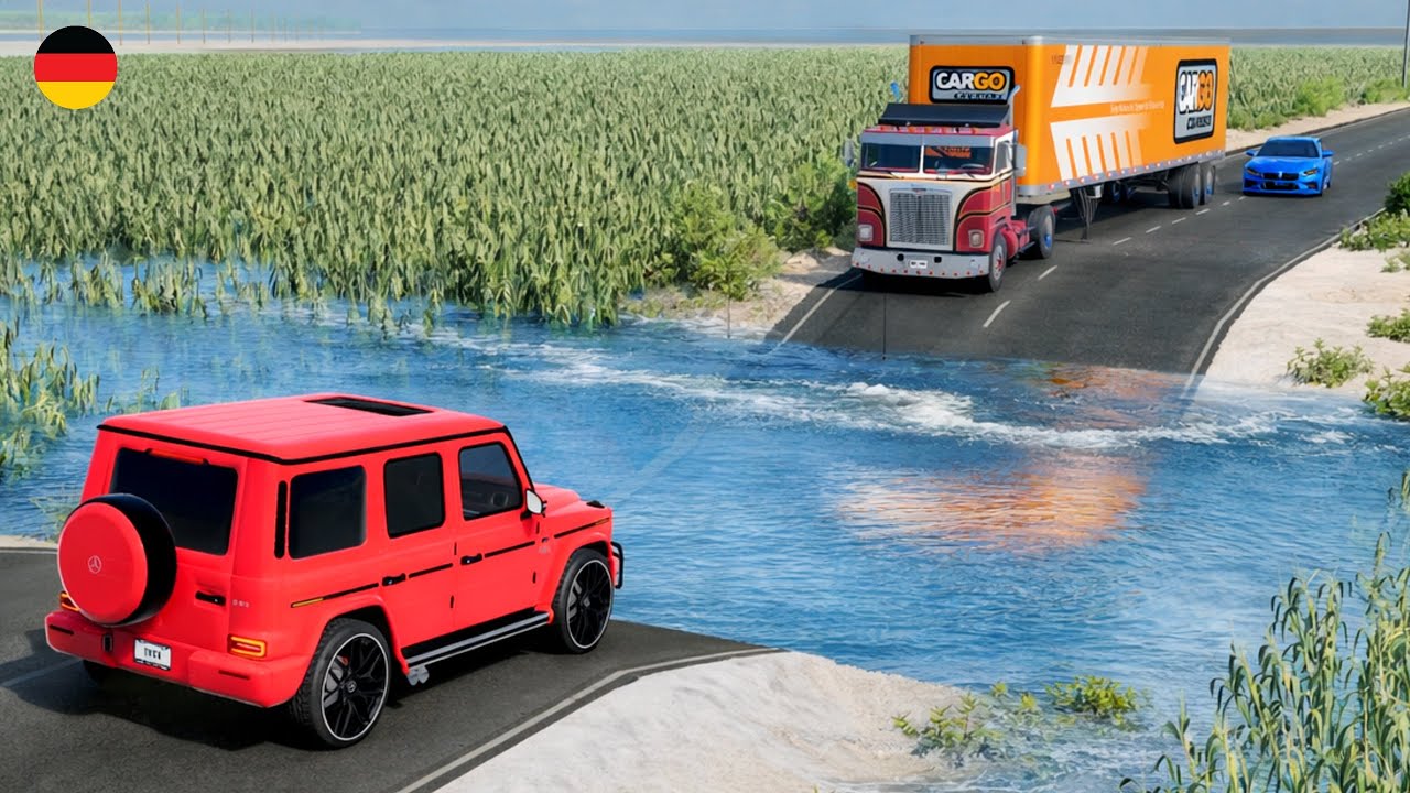 Autos gegen Tiefwasser Herausforderung #1 in BeamNG Drive!