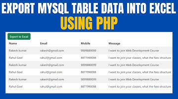 PHP Excel Export | Export Data to Excel in PHP | Export MySQL table Data into Excel in PHP