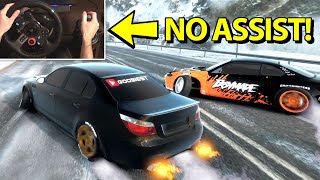 First NO ASSIST G29 wheel settings test with E60 - CarX Drift Racing Online