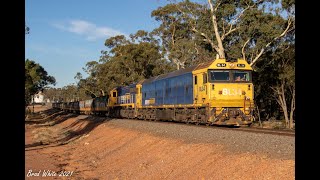 BL34 and XR553 howl through Llanelly with PN's 9148 Charlton grain- 27/2/21