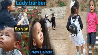 A lady barber in a Village | Timo new looks and Elsa always cute 🐣🐣 with naga twin baby