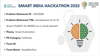 Smart India Hackathon 2025 - PS 25066 - AI Driven Chatbot for INGRES - Team AquaManthan