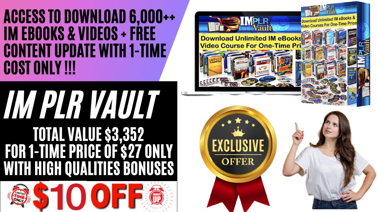 🔥🔥🔥 IM PLR Vault  (Now $10 Off ! Hurry Up !)  - One Time Cost Access To 6K++ PLR eBooks & Video 🔥🔥🔥