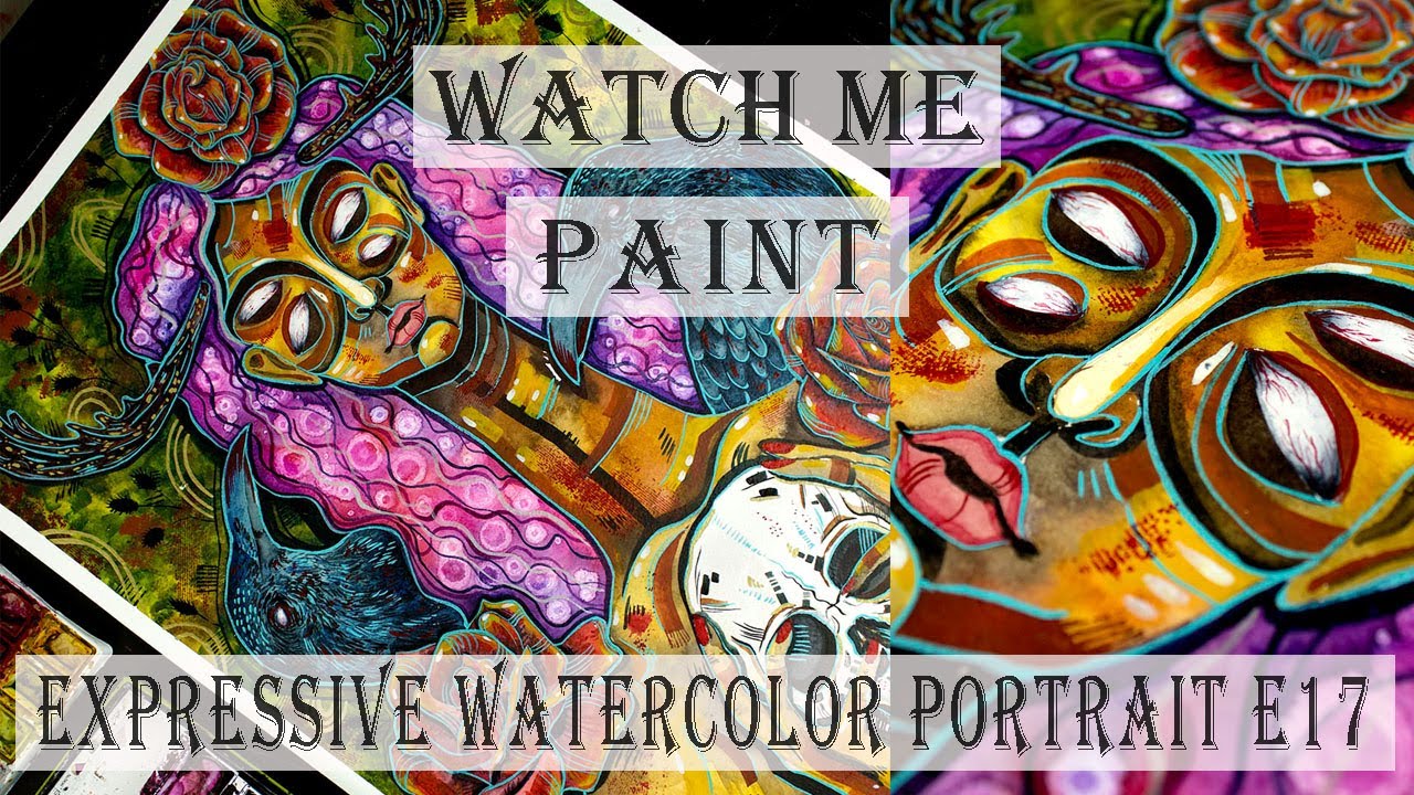 Psychedelic Art Time Lapse / Expressive Watercolor Portrait E17 / Witch Watercolor Painting