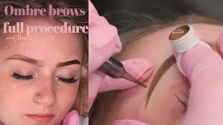 Ombre Powder Brows Full PMU Treatment | Start to Finish Long Tutorial | Real Time